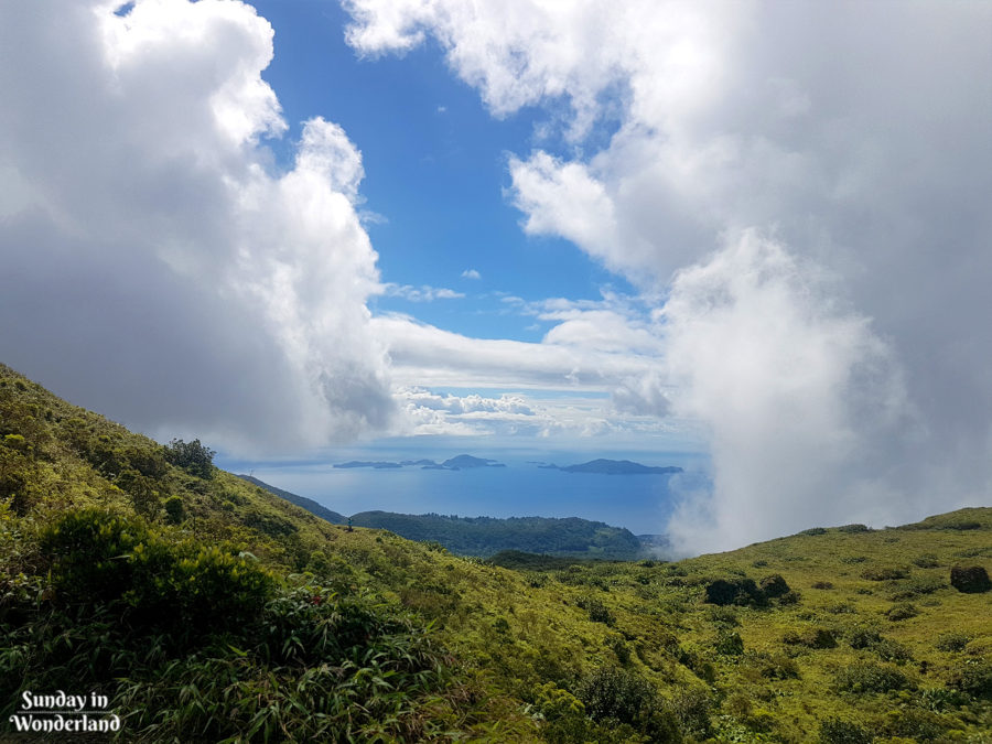 Les îles des Saintes seen from the volcano in Guadeloupe