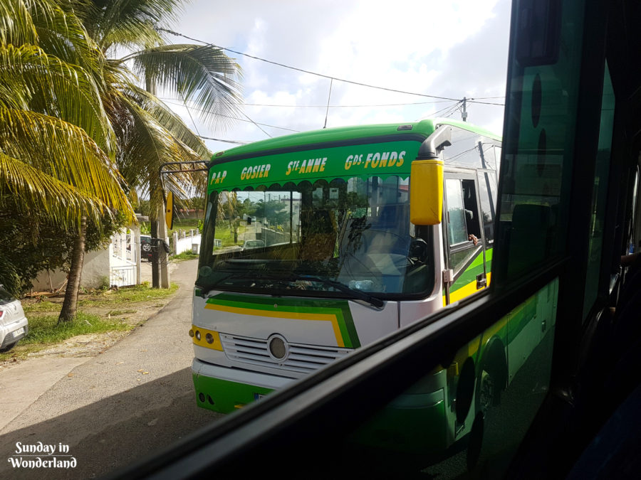 A bus in the middle of a street - Public transport in Guadeloupe - Caribbean - Sunday In Wonderland