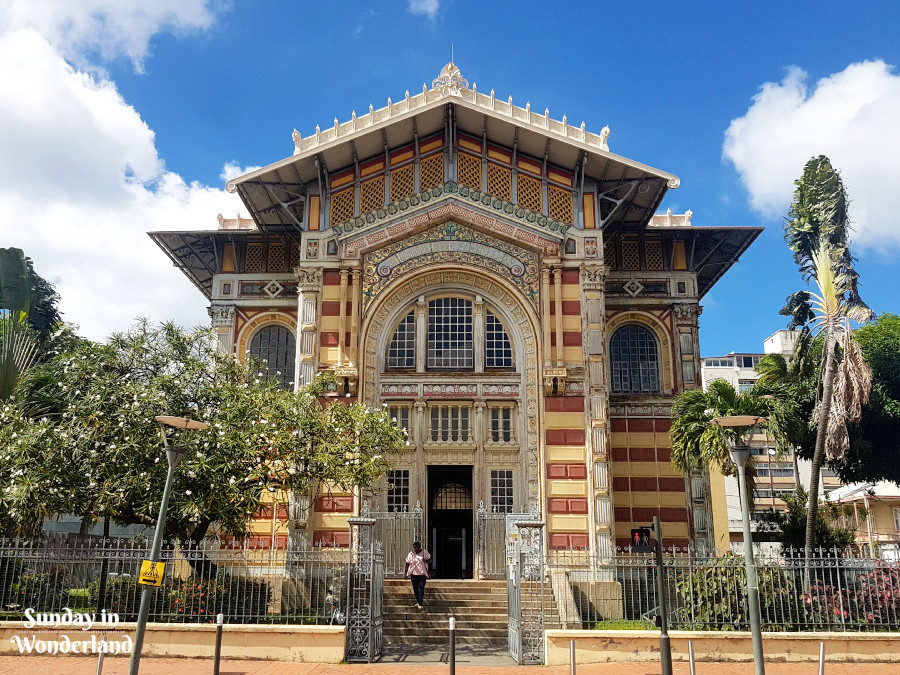 The facade of Schœlcher Library in Fort-de-France in Martinique