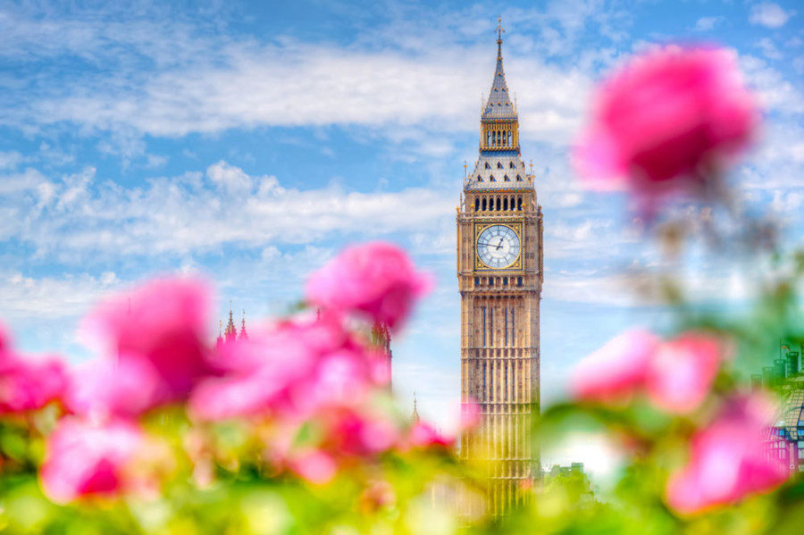 How to plan Valentine's Day in Europe - London Big Ben in romantic flowers - Sunday In Wonderland Travel Blog