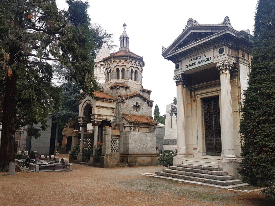 Huge graves in Cimitero Monumentalo in Milan, Italy