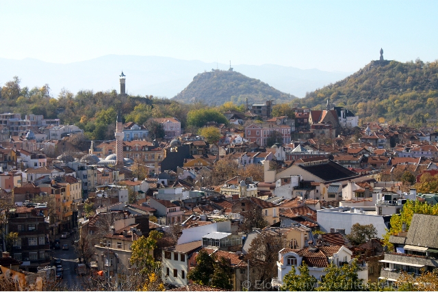 The hill view of Plovdiv in Bulgaria