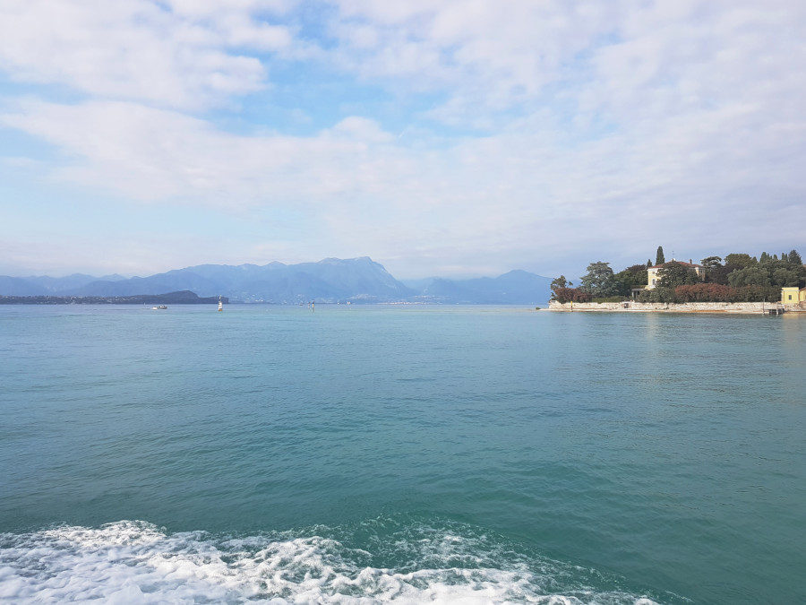 Lake Garda seen from ferry with Sirmione on the right - Lakes in Northern Italy