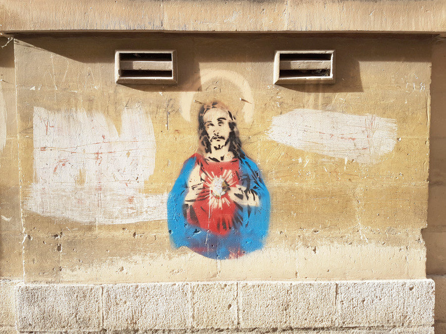 Jesus Christ graffiti on the wall in Valletta, Malta