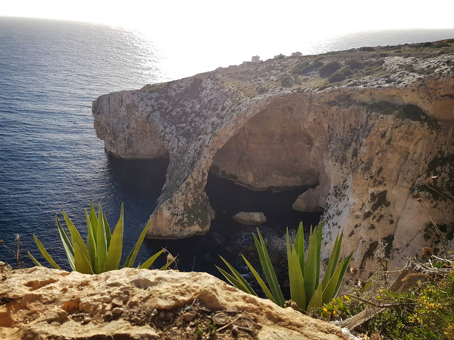 Blue Grotto in Malta seen from the above