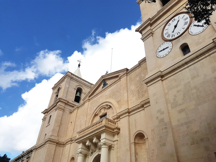 The front of the Saint John's Co-Cathedral in Valletta, Malta