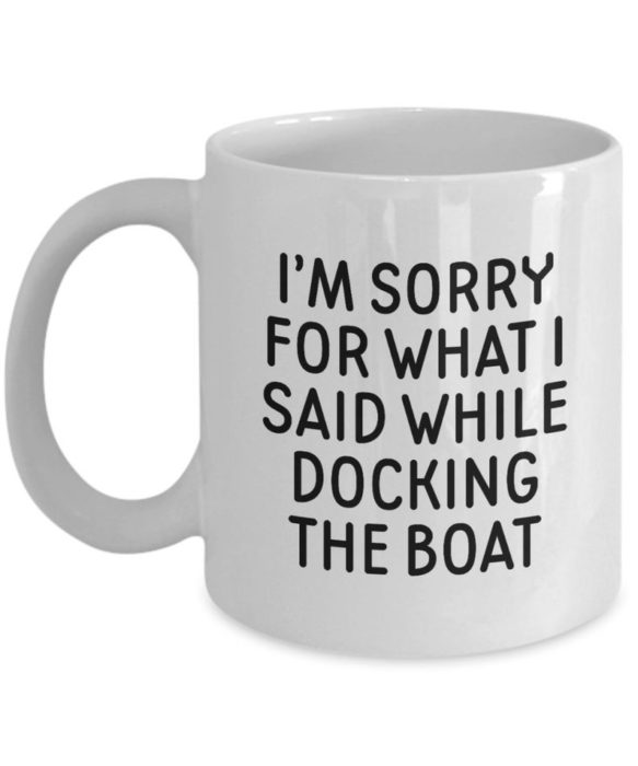 Gifts for a sailor: white sailing cup with a funny quote