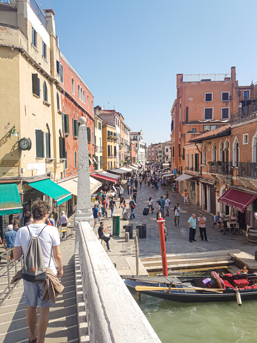 The crowded street in Venice in September