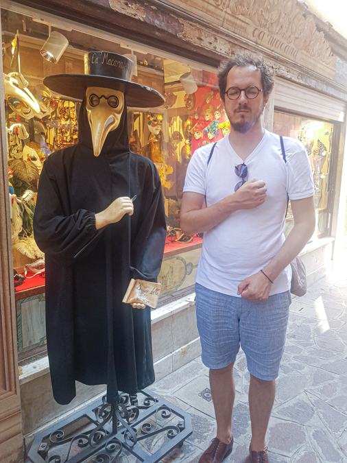 The Black Death mask and costume in Venice