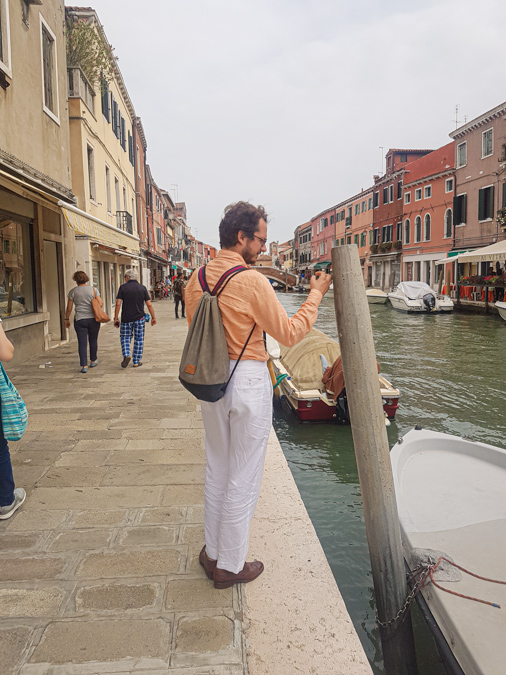 Walking along the canal on the Murano Island