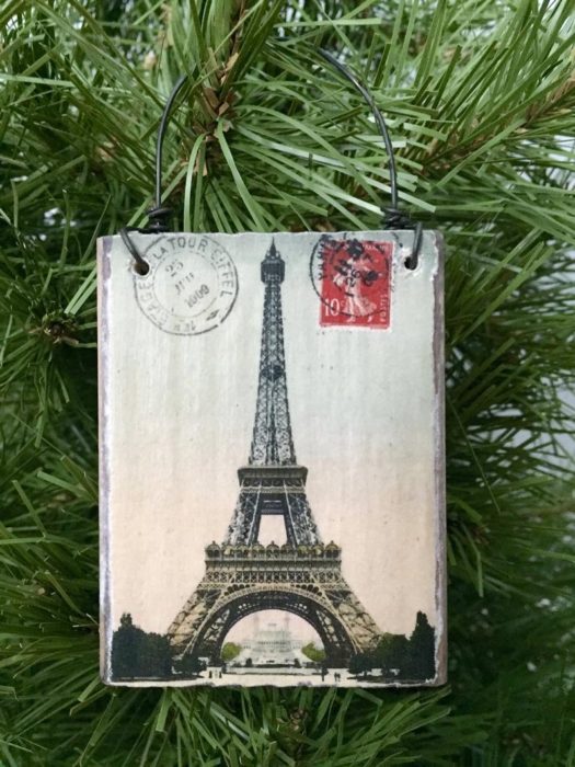 Paris postcard travel ornament