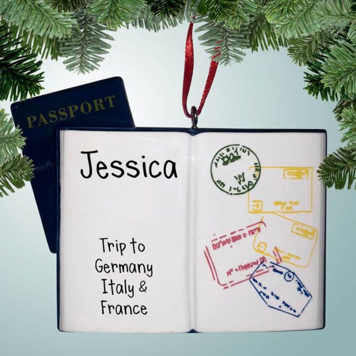 Passport travel christmas ornament