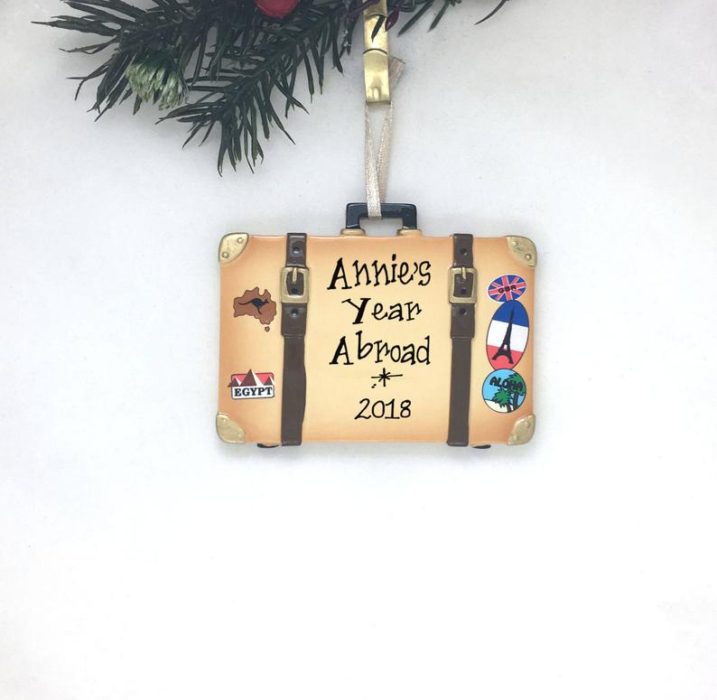 Travel christmas ornament suitcase