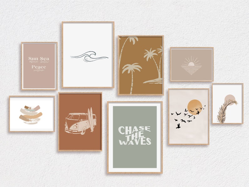 Inspiring beach quotes and pictures in frames as home decors