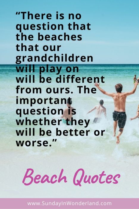 Pinterest inspiring beach quotes: “There is no question that the beaches that our grandchildren will play on will be different from ours. The important question is whether they will be better or worse.” – Orrin H. Pilkey