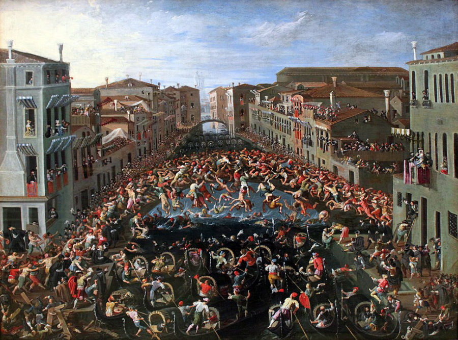 Competition on the Ponte dei Pugni in Venice - by Joseph Heintz the Younger