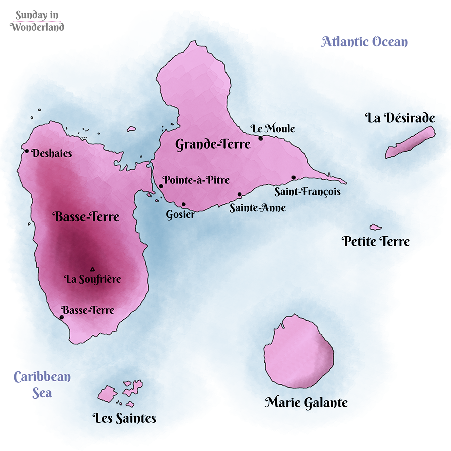 The map of Guadeloupe - Sketch - Sunday in Wonderland Blog