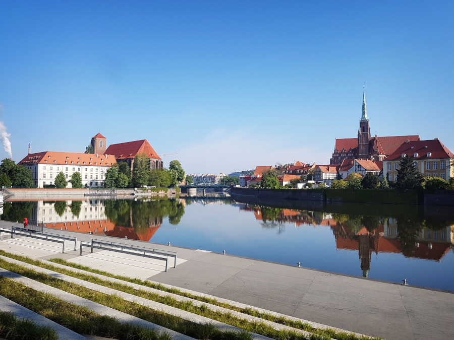 Walking on the boulevard near Oder River is one of the best things to do in Wrocław, in Poland
