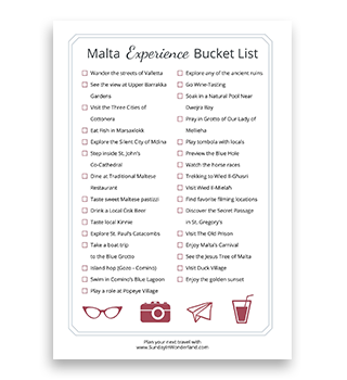 Printable Malta bucket list