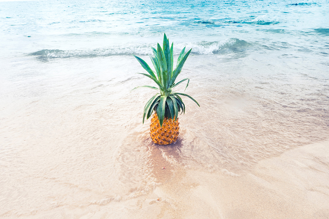 Best ideas for beach gifts for beach lovers - a pineapple on a beach